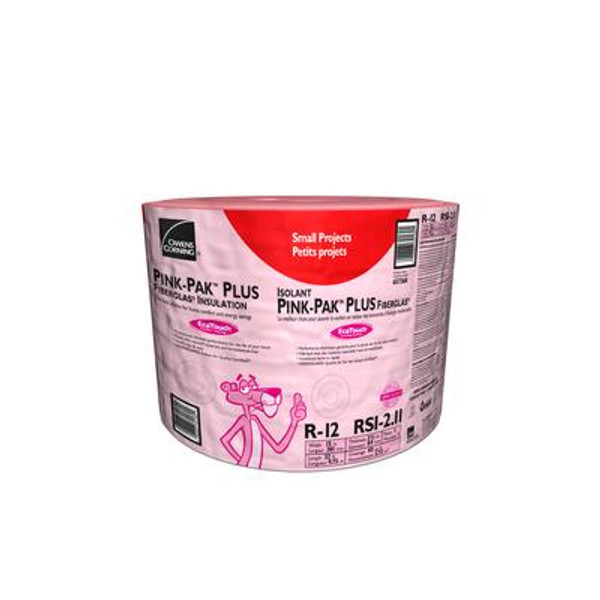 R-12 PINK-PAK PLUS EcoTouch PINK FIBERGLAS Insulation - 15 Inch. x 32 Feet. x 3.5 Inch.; 40 Sq.Feet.