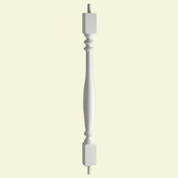 20 Inch x 2-1/2 Inch x 2-1/2 Inch Polyurethane Pin Top Smooth Surface Ashley Baluster for 5 Inch Balustrade System