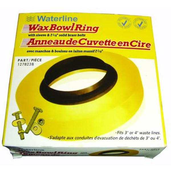 Toilet Wax Bowl Ring With Sleeve & 2-1/4 Inch Brass Bolts