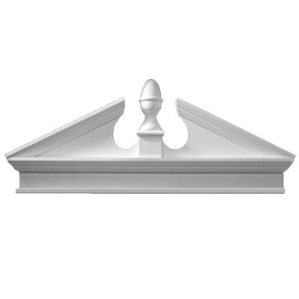 54 Inch x 22-3/8 Inch x 3-1/8 Inch Combo Acorn Pediment with Smooth Trim Bottom