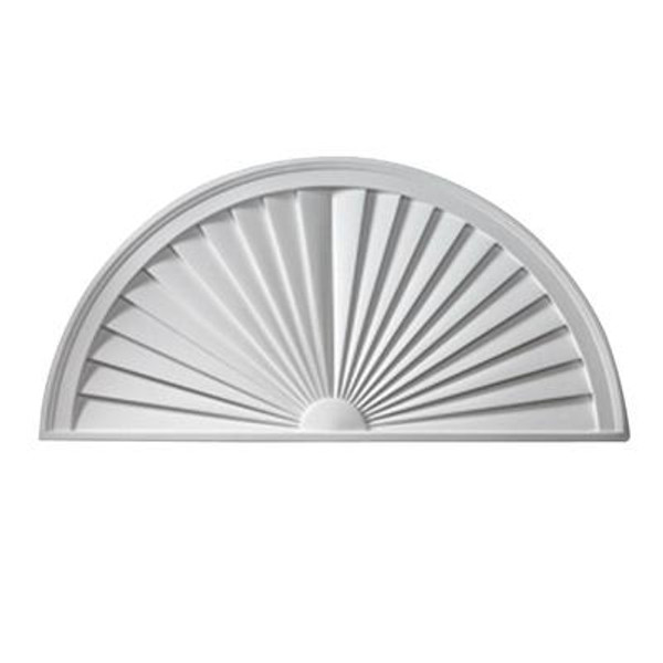 42 Inch x 21 Inch x 1-3/4 Inch Smooth Half Round Sunburst Pediment