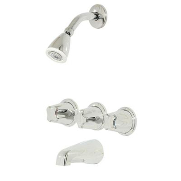 Metal Verve Three-Handle Tub/Shower Faucet Trim Kit in Polished Chrome