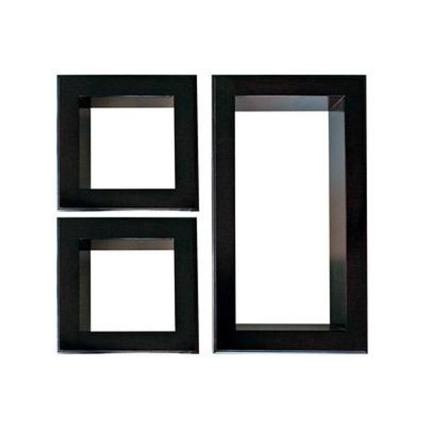 Framed Cubbi Set of 3 Wall shelf-Black wood