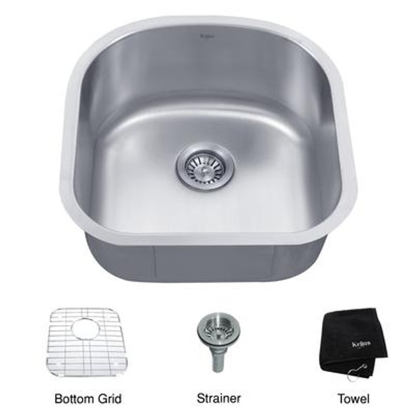 20 In. Undermount Single Bowl 16 gauge Stainless Steel Kitchen Sink