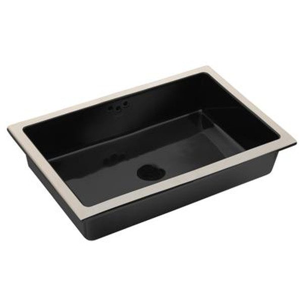 Kathryn Undercounter Lavatory With Glazed Underside in Black Black