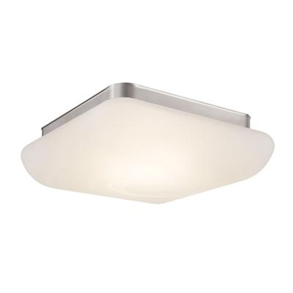 Brushed Nickel LED Flush Mount  With Alabaster Glass Shade - 13 Inch