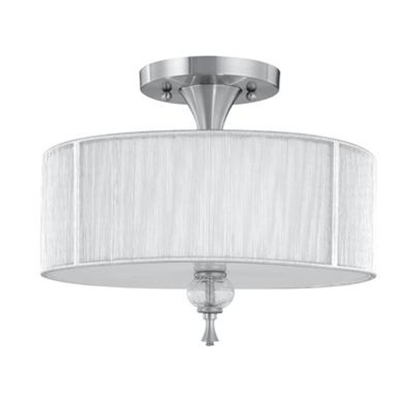 Bayonne Collection 3-Light Semi-Flush Mount Brushed Nickel Ceiling Fixture
