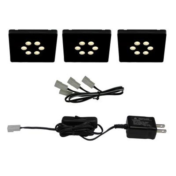 kit of 3 LED Square Light Black