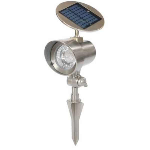 Solar Powered 16 Bright White LEDs Pewter Spot Light