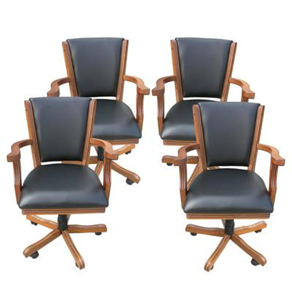 Kingston Dark Oak Poker Table Arm Chair  - Set of 4