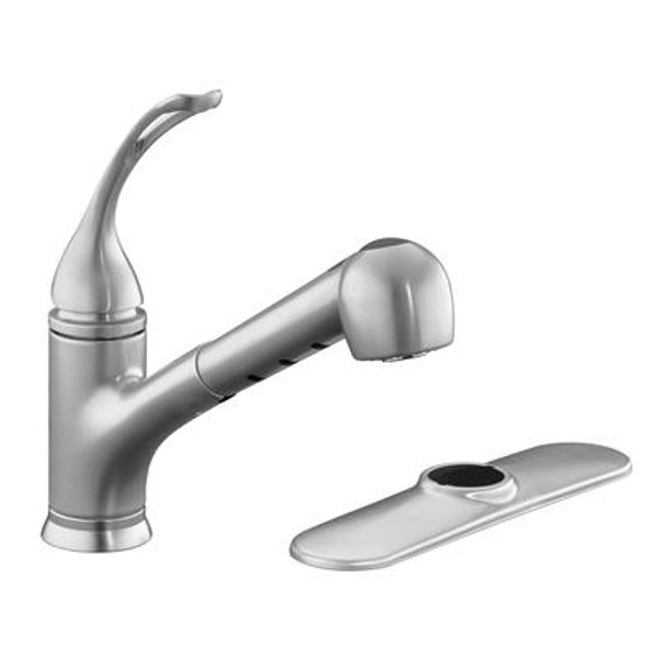 Coralais Single-Control Pullout Spray Kitchen Sink Faucet In Brushed Chrome