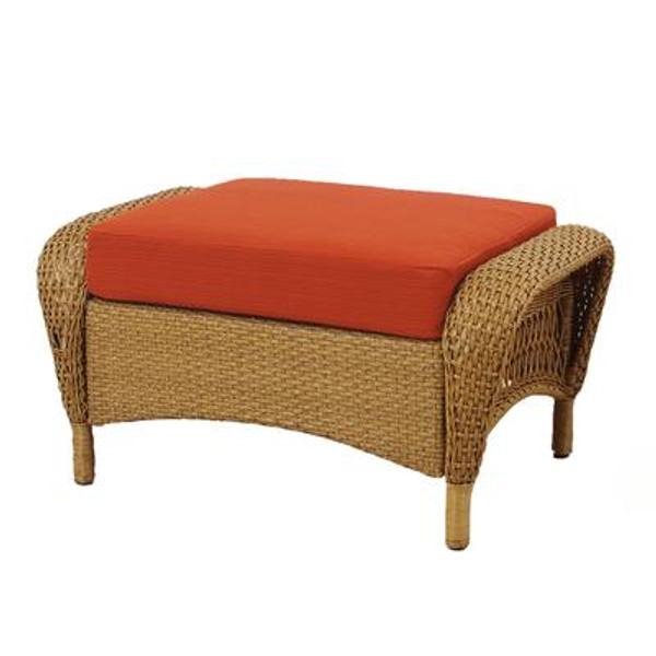 Charlottetown Natural Ottoman with Quarry Red Cushions