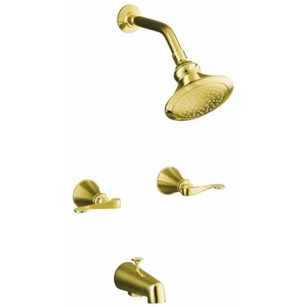 Revival Bath And Shower Faucet In Vibrant Polished Brass
