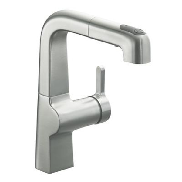 Evoke Single Control Pullout Secondary Kitchen Faucet In Vibrant Stainless