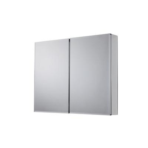 36 In. x 30.50 In. Recessed or Surface Mount Medicine Cabinet with Bi-View Beveled Mirror in Silver
