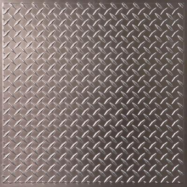 Diamond Plate Faux Tin Ceiling Tile; 2 Feet x 2 Feet Lay-in or Glue up