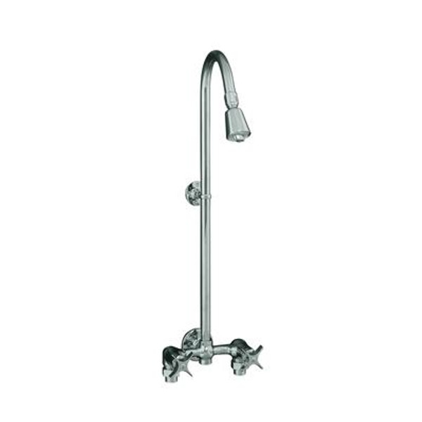 Industrial Exposed Shower In Polished Chrome