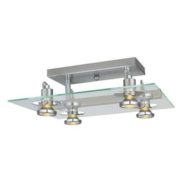 Focus Ceiling Light-4 Light; Matte Nickel with Chrome Accents
