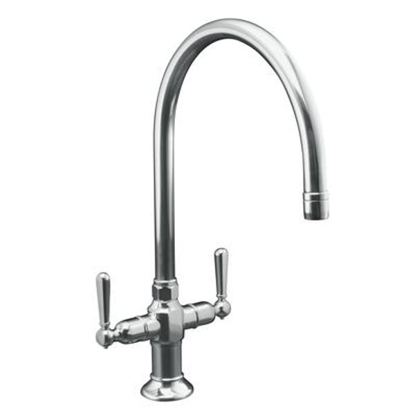 Hirise Two Handle Kitchen Sink Faucet In Polished Stainless