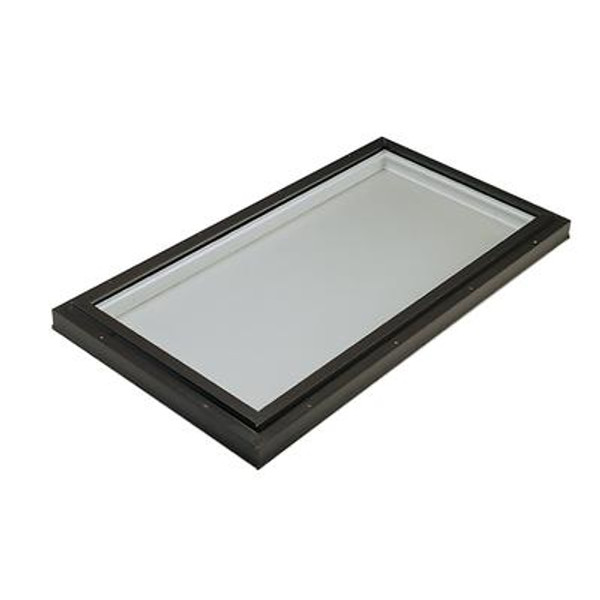 Fixed Curb Mount LoE3 Clear Glass Skylight - 2 Feet x 4 Feet With BLACK Cap