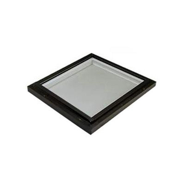 Fixed Curb Mount LoE3 Clear Glass Skylight - 2 Feet x 2 Feet With BLACK Cap