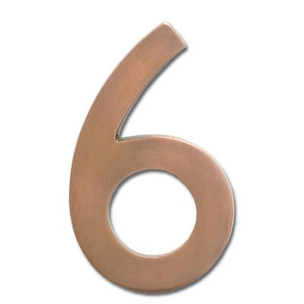 Solid Cast Brass 4 inch Floating House Number Antique Copper ''6''