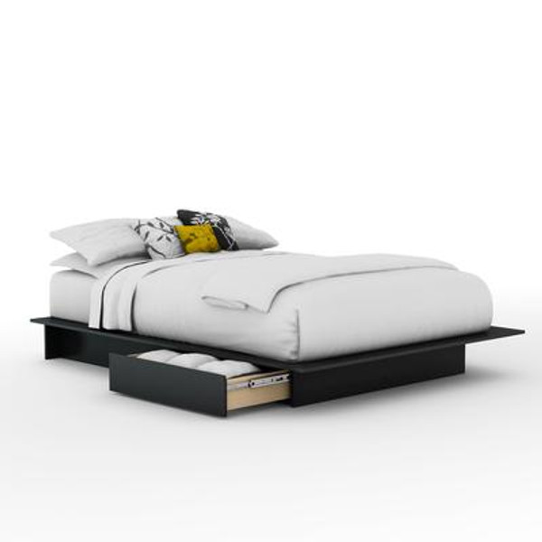 Majestic Queen Platform bed with Drawers Pure Black