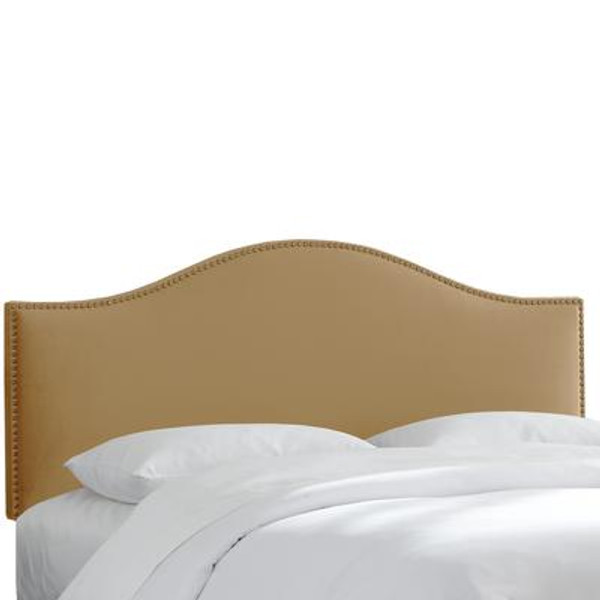 Queen Size Upholstered Headboard in Tan Microsuede