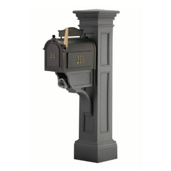 Liberty Mailbox Post (Granite) - New England styled mailbox post with paper holder