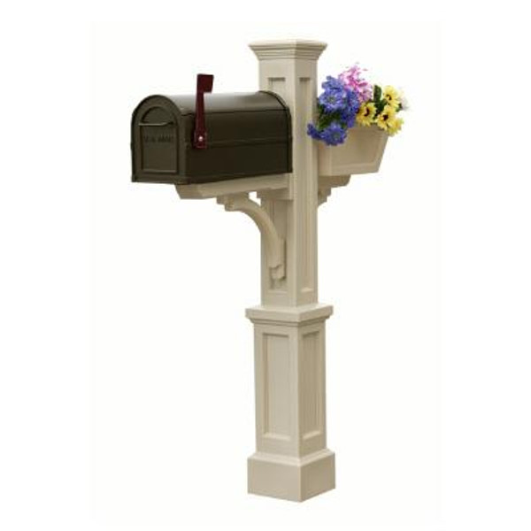 Westbrook Plus Mailbox Post (Clay) - New England styled mailbox post with planter