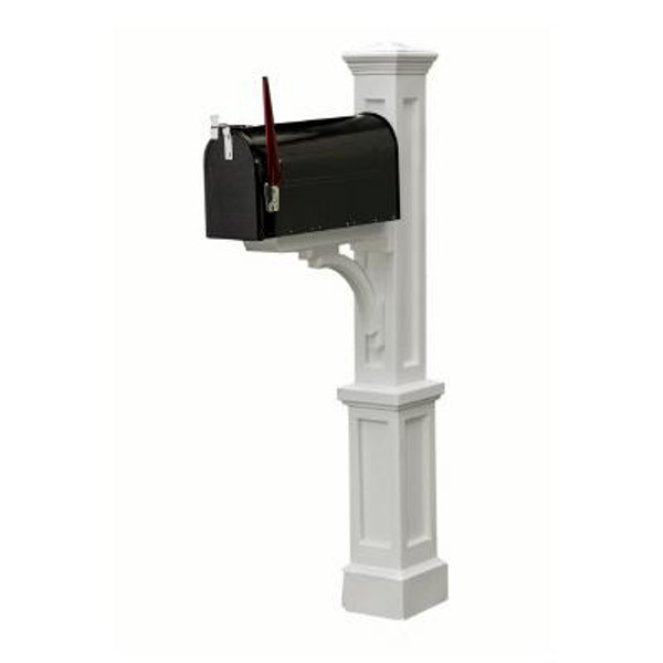 Newport Plus Mailbox Post (White) - New England styled mailbox post