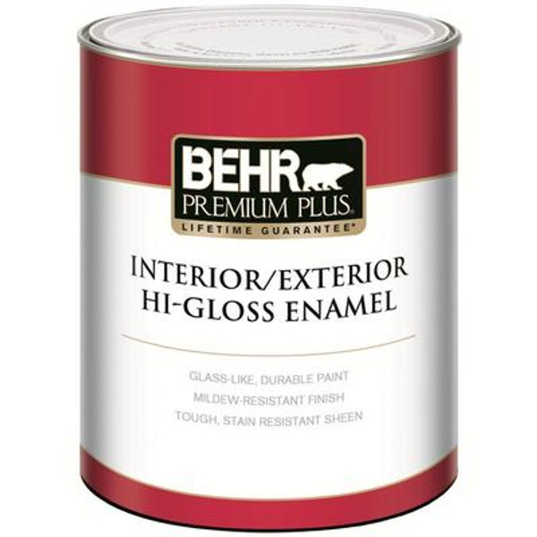 PREMIUM PLUS Interior/Exterior High-Gloss Enamel Paint - Ultra Pure White; 946mL