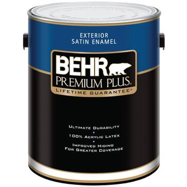 PREMIUM PLUS Exterior Satin Enamel Paint - Ultra Pure White; 3.79L