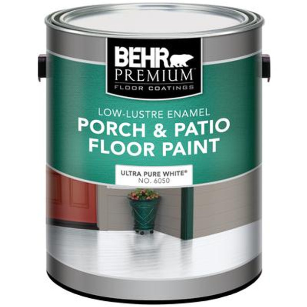 BEHR PREMIUM Low-Lustre Enamel Porch & Patio Floor Paint; Ultra Pure White; 3.79 L