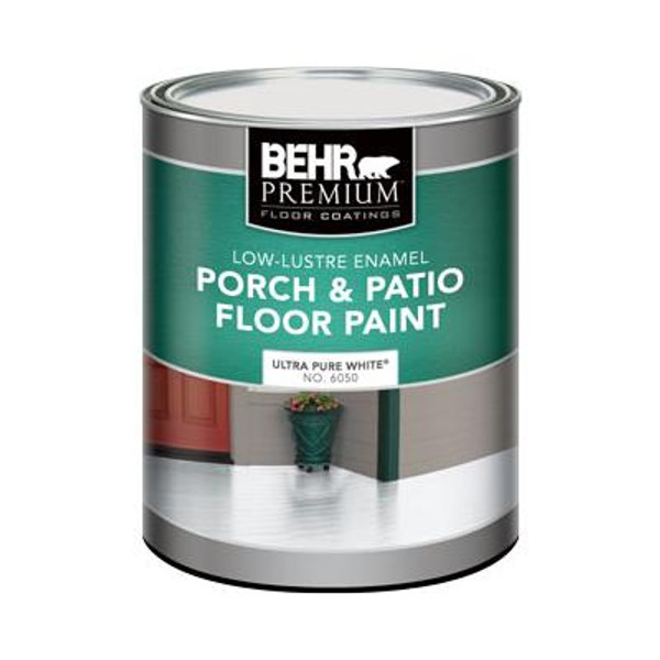 BEHR PREMIUM Low-Lustre Enamel Porch & Patio Floor Paint; Ultra Pure White; 946 mL