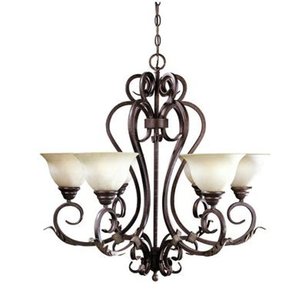 Olympus Tradition Collection 6-Light Chandelier in Crackled Bronze with Silver