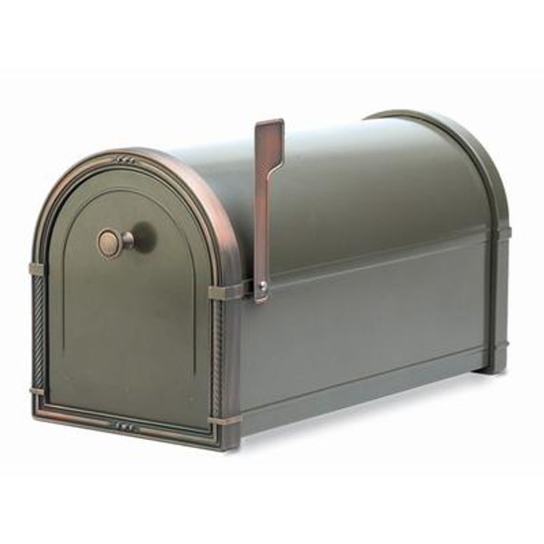 Bronze Coronado Post Mount Mailbox with Antique Copper Accents