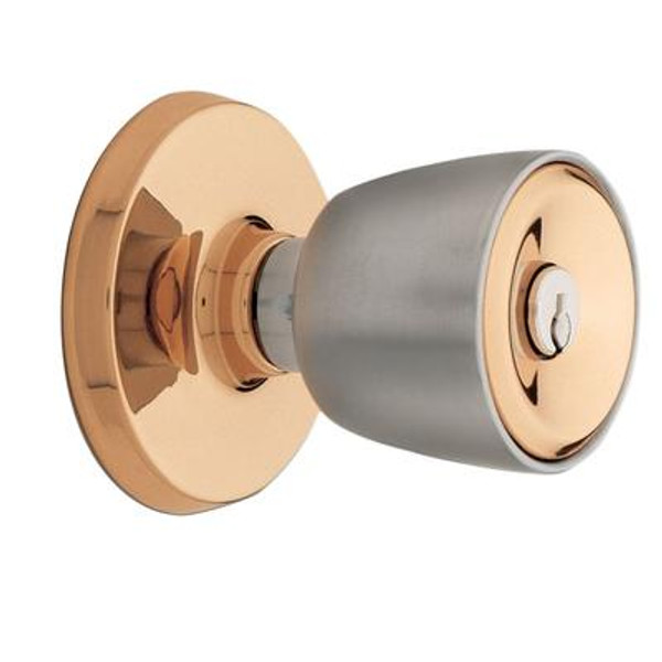 Beverly keyed entry knobset - satin chrome/bright brass