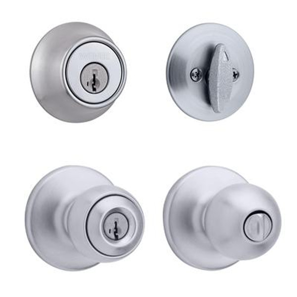 Exterior locking Yukon knob single cylinder deadbolt - satin chrome