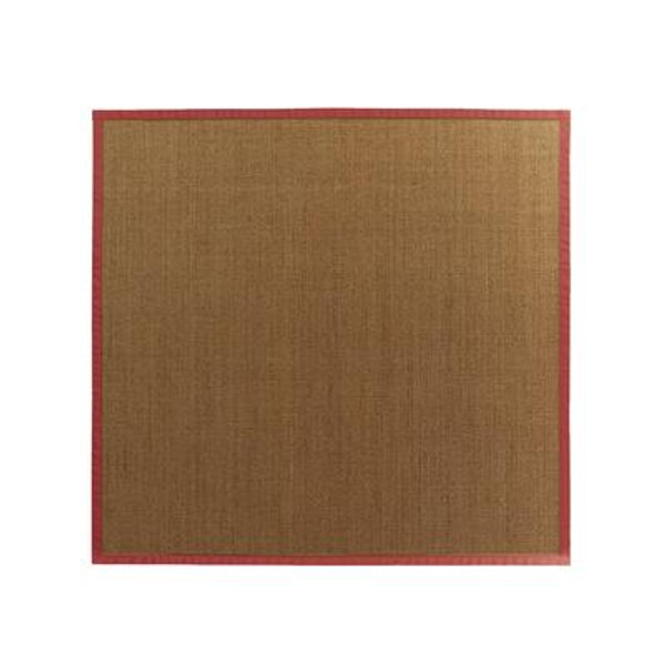 Natural Sisal Bound Red #61 5 Ft. x 5 Ft. Area Rug