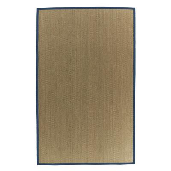 Natural Seagrass Bound Blue #38 4 Ft. x 6 Ft. Area Rug