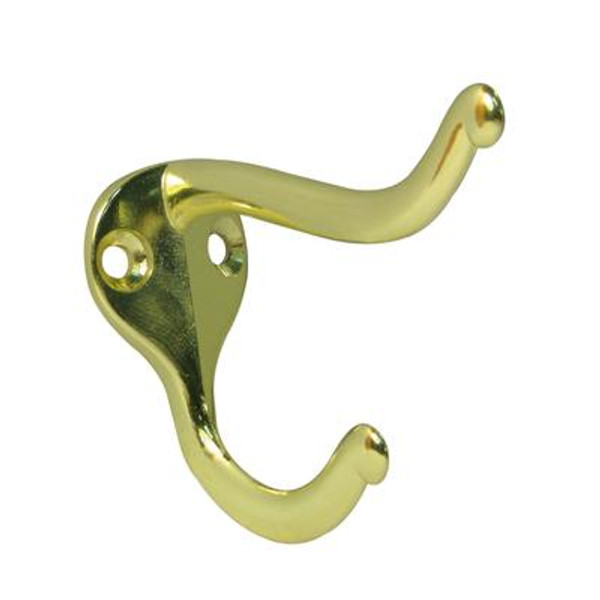 Hat And Coat Double Hook 2 Pack 3 In. - Brass