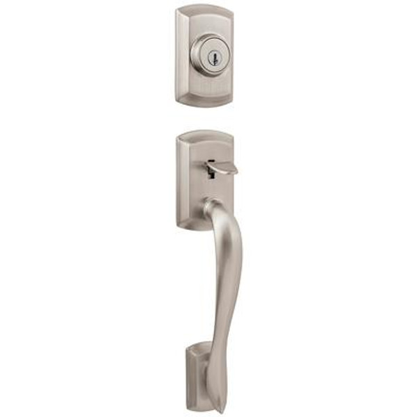 Avalon handle set with avalon interior lever - satin nickel finish