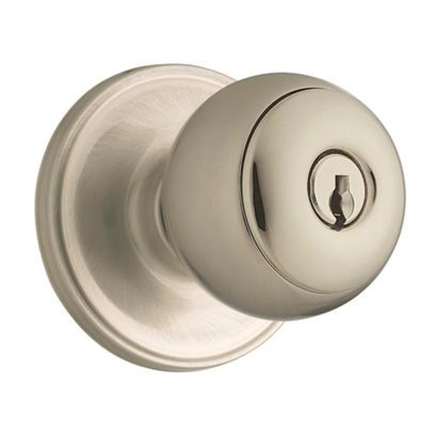 Huntington keyed  knob - satin nickel finish