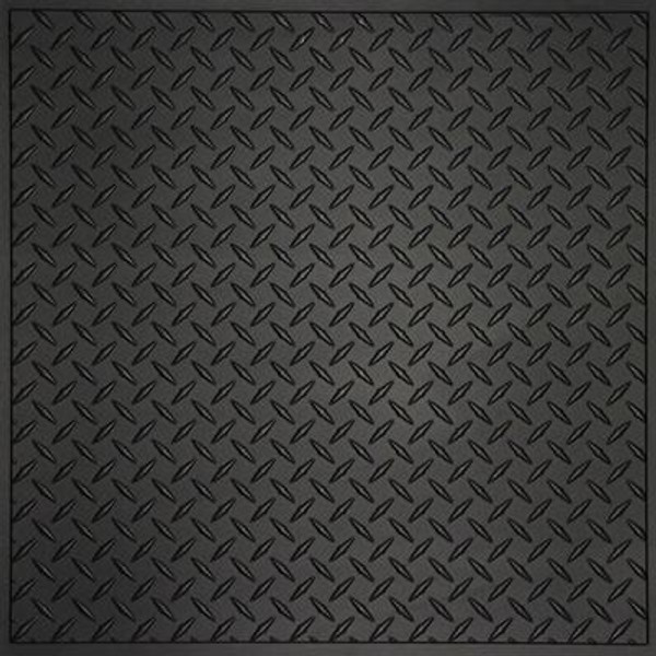 Diamond Plate Black Ceiling Tile; 2 Feet x 2 Feet Lay-in or Glue up