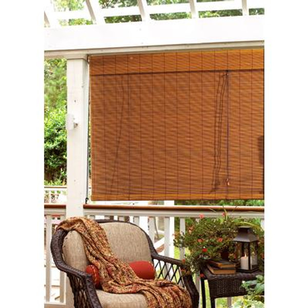 Matchstick Bamboo  Roll-Up Blind Fruitwood - 72 Inch x 72 Inch