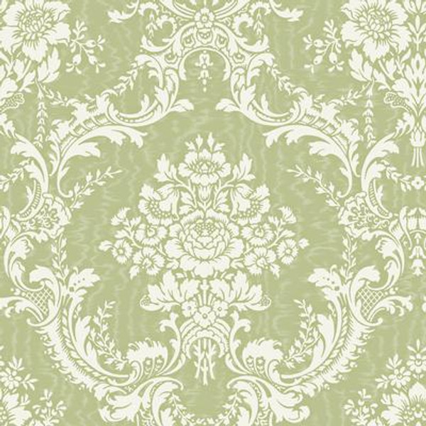 20.5 In. W Green Large Contemporary Damask Wallpaper