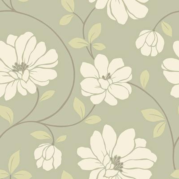 20.5 In. W Sage Large Scale Modern Floral Trail Wallpaper