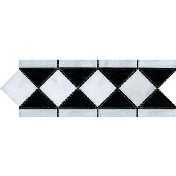 4 In.x12 In. Bianco Nero Border