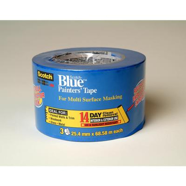 Scotch-Blue Painter's Tape for Multi Surfaces 25.4 mm x 45.7 m Contractor Pack (3 Rolls)